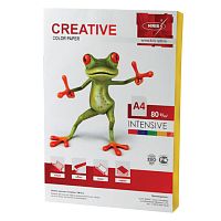 Бумага цветная CREATIVE color, А4, 80 г/м2, 100 л., интенсив, желтая, БИpr-100ж | код 110505 | CREATIVE