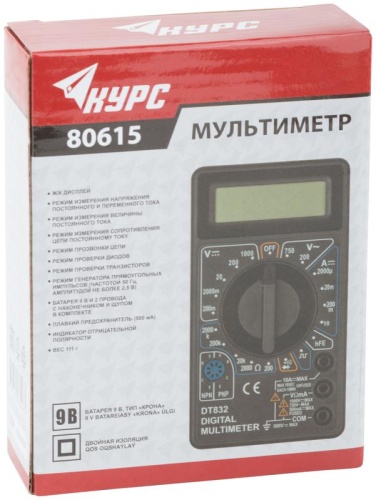 Мультиметр 0.1мВ-1000В 0.1В-750В 1мкА-10А 0.1Ом-2мОм коробка КУРС 80615 фото 3