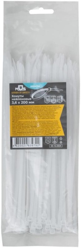 Хомут для проводов 3.6х200мм нейлон. (уп.100шт) MOS 60247М фото 3 Хомут для проводов 3.6х200мм нейлон. (уп.100шт) MOS 60247М фото 3