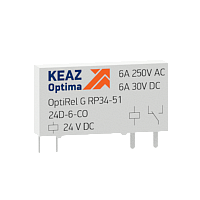 Ультратонкое промежуточное реле 6 А OptiRel G RP34-51-24D-6-CO-G | код 281146 | КЭАЗ