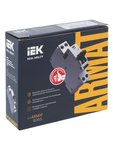 ARMAT Автоматический выключатель дифференциального тока B06S 1P+NP C6 30мА тип A (18мм) | код AR-B06S-1N-C06A030 | IEK  фото 4