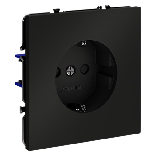 Розетка 1-м СП S70 16А с заземл. защ. шторки механизм черн. матов. Voltum VLS040208 фото 7