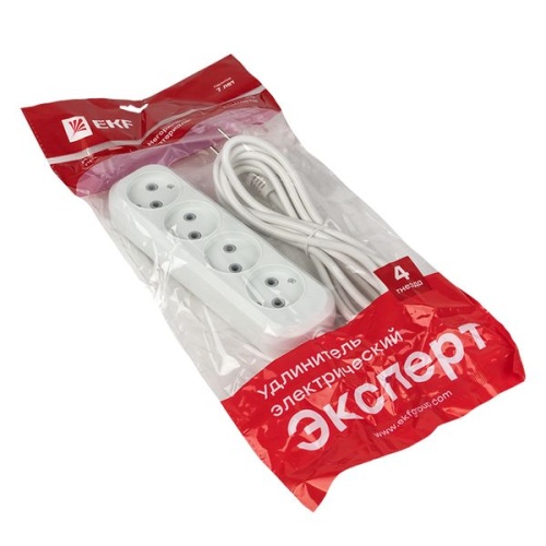 Удлинитель "Эксперт" 4 гнезда 2 метра 10А/2,2кВт без заземления ПВС 2х0,75 PROxima | код UBA10-275-4-02 | EKF фото 4
