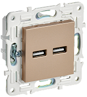 SKANDY Роз. USB A+A 3,1А SK-R15Sa песоч. IEK | код SK-U21-D31-K98 | IEK