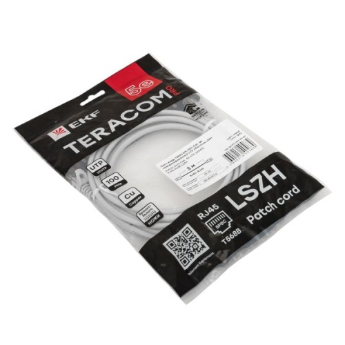 Патч-корд кат.5E UTP неэкранир. LSZH сер. 3.0м TERACOM PRO | код TRP-5EUTP-LSH-3M-GY | EKF фото 5