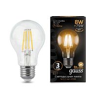Лампа светодиодная филаментная Black Filament 8Вт A60 2700К E27 | Код. 102802108 | Gauss