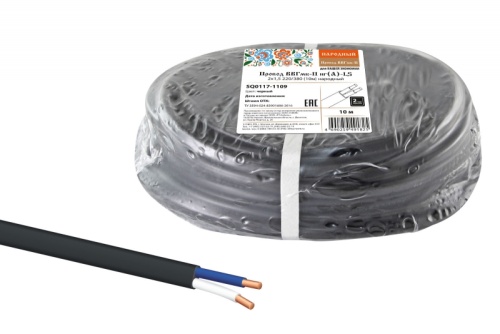 Провод ВВГмб-П нг(А)-LS 2х1.5 220/380 (бухта 10м) Народный ТРТС | код SQ0117-1109 | РЭМЗ ТМ
