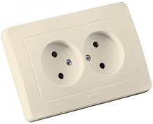 Розетка двойная скрытая слоновая кость | код РС16-341-01 | HEGEL