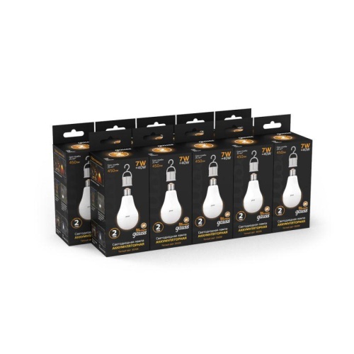 Лампа светодиодная Black 7Вт A60 3000К тепл. бел. E27 450лм Li-Ion аккум. | Код. 102402107 | Gauss фото 5