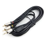 Кабель аудио Cablexpert CCAB-02-35M2RM-3MB. 3.5 джек(M)/2х RCA (M), черный, 3м, блистер | код CCAB-02-35M2RM-3MB | Cablexpert