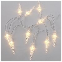 Гирлянда светодиодная "Сосульки" 1.5м 10LED тепл. бел. провод прозр. 2хAA (батарейки не в комплекте) | код 303-093 | Neon-Night