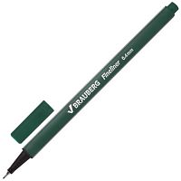 Ручка капиллярная BRAUBERG Aero, ТЕМНО-ЗЕЛЕНАЯ, трехгранная, металлический наконечник, линия письма 0,4 мм, 142251 | код 142251 | BRAUBERG