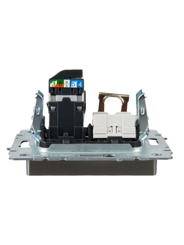 BRITE Розетка двойная RJ11+RJ45 кат.5E РК/Т12-БрС сталь | код BR-KT20-O-1-K46 | IEK фото 3 BRITE Розетка двойная RJ11+RJ45 кат.5E РК/Т12-БрС сталь | код BR-KT20-O-1-K46 | IEK фото 3