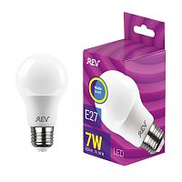 Лампа светодиодная LED-A60-E27-7Вт-2700K 7Вт грушевидная 2700К тепл. бел. E27 525лм 180-240В | код 32264 1 | REV