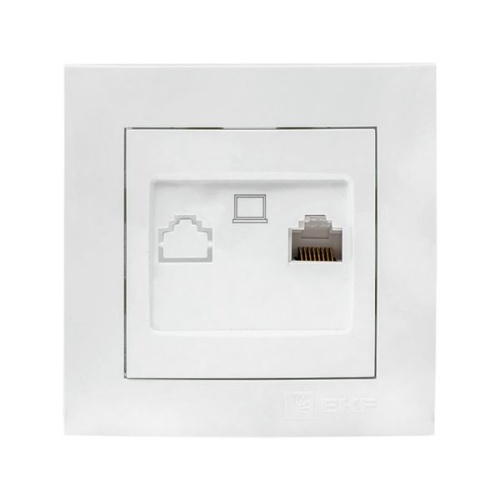 Валенсия розетка компьютерная RJ-45 1-местная белая PROxima | код EWK01-035-10 | EKF фото 2