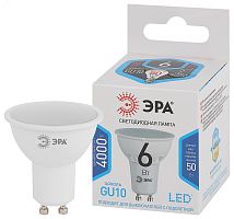 Лампочка светодиодная STD LED MR16-6W-840-GU10 GU10 6 Вт софит нейтральный белый свет | код Б0056118 | ЭРА