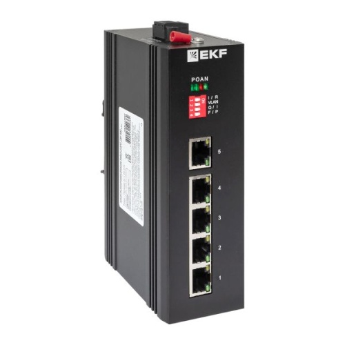 Промышленный неуправляемый коммутатор U-5GT, 5 портов 10/100/1000Base-T(X) RJ45, монтаж на динрейку TSX EKF | код TSX-U-5GT | EKF