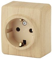 Розетка 2P+E Schuko, 16A-250В, ОУ, Эра Эксперт, сосна, 11-2203-11 | код Б0020687 | ЭРА