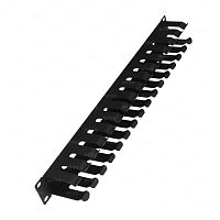 Организатор кабельный горизонтальный с крышкой , крепление 19 1U, глубиной 72мм, металл, черный RAL 9005 | код NTSS-HORGС-1U-(72)-BL | NTSS