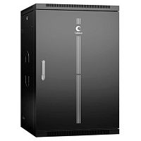 Cabeus SH-05F-18U60/45m-BK Шкаф телекоммуникационный настенный 19 18U 600x450x901mm (ШхГхВ) дверь металл, цвет черный (RAL 9004) | код 8596c | Cabeus