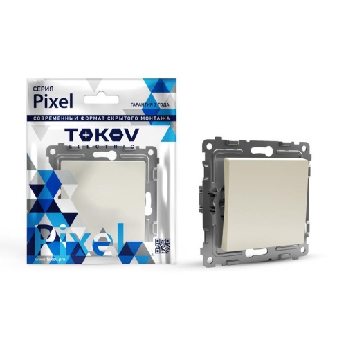 Переключатель проходной 1-кл. СП Pixel 10А IP20 механизм беж. | код TKE-PX-P1-C02 | TOKOV ELECTRIC