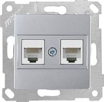 Rita - Розетка 2хRJ-45 кат. 5e UTP, нерж. сталь | код 2200-138-0182 | Mutlusan