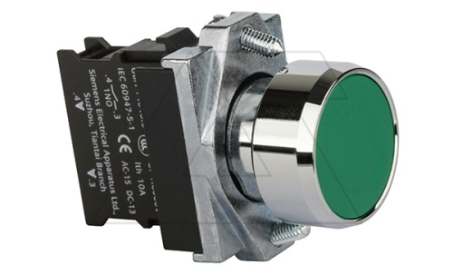 Кнопка плоская PB1S, зеленая, с фиксацией, без подсветки, 1NO, 6A 230VAC/24VDC, 22mm, IP65 | код PB1S-10T/g | АРТ