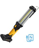 Фонарь-светильник аккумуляторный 12Вт COB LED+5Вт LED Li-ion 18650 4000мА.ч Power-bank индикатор заряда корпус ABS-пластик с покрытием SoftTouch USB-шнур type C магнит на корпусе складной крючок для подвеш. | код KOC704Lit | КОСМОС