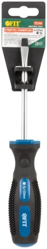 Отвертка ''Универсал'', CrV сталь, прорезиненная ручка, Профи 6х100 мм SL | код 55144 | FIT фото 3 Отвертка ''Универсал'', CrV сталь, прорезиненная ручка, Профи 6х100 мм SL | код 55144 | FIT фото 3