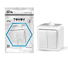 Выключатель 2-кл. ОП Dita IP54 10А 250В бел. | код. TKL-DT-V2-C01-IP54 | TOKOV ELECTRIC