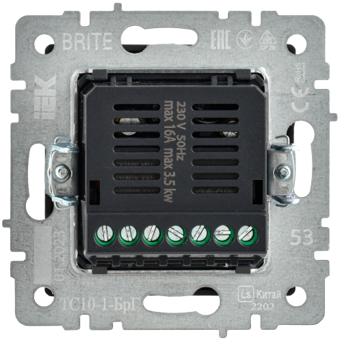Термостат электронный с индикацией BRITE СП IP20 ТС10-1-БрГ графит | код BR-RT11-K53 | IEK фото 6 Термостат электронный с индикацией BRITE СП IP20 ТС10-1-БрГ графит | код BR-RT11-K53 | IEK фото 6