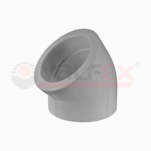 Угольник 25 мм, 45 град. полипропиленовый PPR СЕРЫЙ | код 10107025Г | Valfex