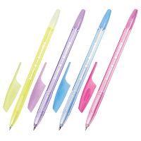 Ручка шариковая BRAUBERG X-333 PASTEL, СИНЯЯ, корпус тонированованный ассорти, узел 0,7 мм, линия письма 0,35 мм, 142830 | код 142830 | BRAUBERG