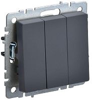 BRITE Выключатель 3-клавишный 10А ВС10-3-0-БрГ графит | код BR-V30-0-10-K53 | IEK