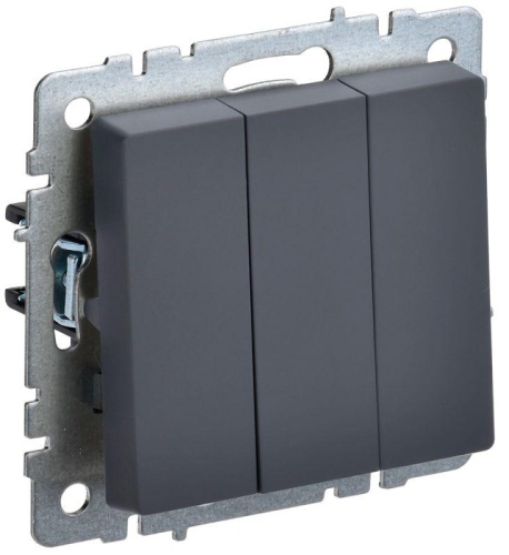 BRITE Выключатель 3-клавишный 10А ВС10-3-0-БрГ графит | код BR-V30-0-10-K53 | IEK
