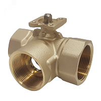 Кран шаровый трехходовой латунный под привод DN40, G1 1/2, КVS 40,0 | код 3040B | Techno