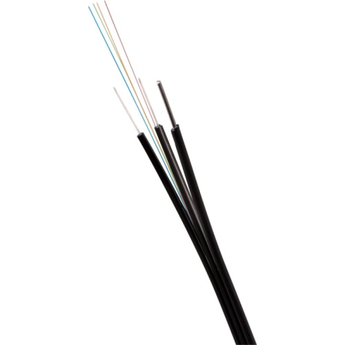 ВО кабель внешний FTTH Drop с тросом, плоский, FRP, PE, 1 волокно, SM G657, черный | код LAN-OFC-FOF1-S7-PE-T | LANMASTER
