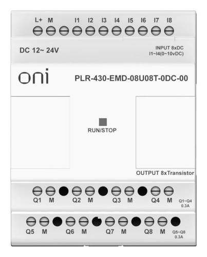 Модуль расширения входов выходов 4 DI 4 UI (0-10 В/DI) 8 TO 24В DC | код PLR-430-EMD-08U08T-0DC-00 | ONI