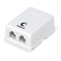Cabeus WS-6P4C-TEL-2 Розетка телефонная RJ-12(6P4C), двойная, внешняя, белая | код 7484c | Cabeus