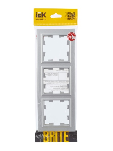BRITE Рамка 3-местная РУ-3-БрА алюминий | код BR-M32-K47 | IEK фото 6