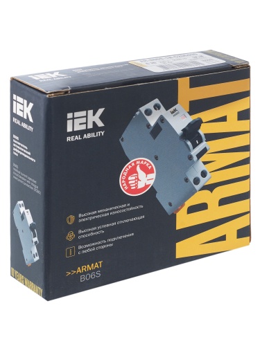 ARMAT Автоматический выключатель дифференциального тока B06S 1P+NP C20 30мА тип AC (18мм) | код AR-B06S-1N-C20C030 | IEK  фото 5