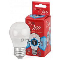Лампа светодиодная LED P45-8W-840-E27(диод,шар,8Вт,нейтр,E27) | код Б0030025 | ЭРА
