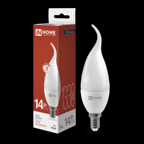 Лампа светодиодная LED-СВЕЧА НА ВЕТРУ-VC 14Вт 230В E14 4000K 1330Лм IN HOME | код 4690612054377 | IN HOME
