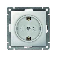 Розетка 1-м СП Афина 16А IP20 с заземл. защ. шторки механизм серебр. | код A0049-S | Universal