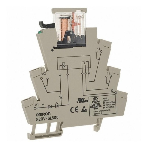 Реле 6А 230В AC G2RV-SL500 AC230 6мм быстрозажимн. клеммы | код 225265 | Omron