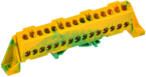 TEKFOR Шина PE земля в комб. изол. Стойка 6х9-15-ЖЗ IEK | код TF-NN10-15-DP-K52 | IEK
