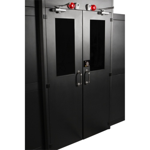 Распашные двери коридора 1200 мм для шкафов LANMASTER DCS 42U, стекло, без замка | код LAN-DC-HDRM-42Ux12 | LANMASTER