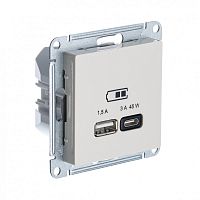 ATLASDESIGN USB РОЗЕТКА A + тип-C 45Вт высокоскор.заряд. QC,PD, мех., БЕЖЕВЫЙ | код ATN000229 | Systeme Electric
