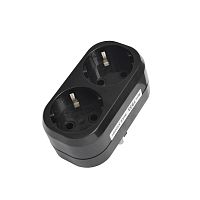 Разветвитель UNIVersal 2гн. с/з плоский черный 16А 250В (еврослот) | код 1933 | Universal