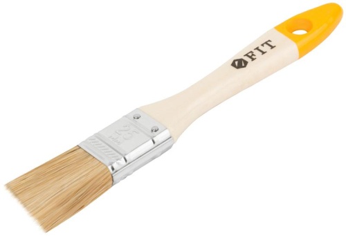 Кисть флейцевая "Стандарт-Плюс" натур. светлая щетина деревянная ручка 1дюйм (25мм) FIT 01043 фото 2